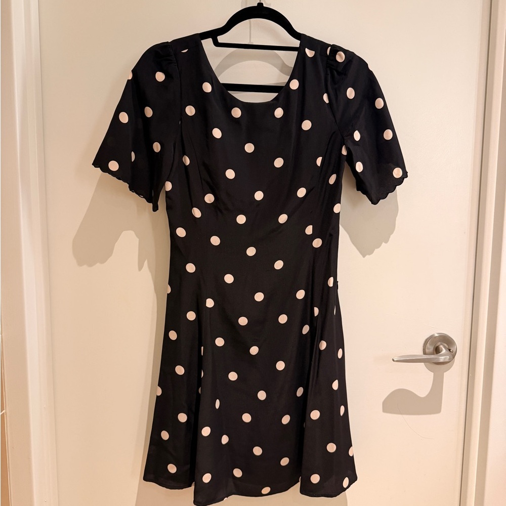 Sezane - Faustine Black Polka Dot Low Back Mini Dress - Size 34/XS